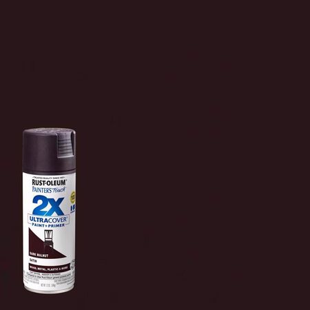 Rust-Oleum Painters Touch 2X Ultra Cover Satin Dark Walnut Paint+Primer Spray Paint 12 oz