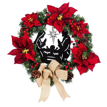 Evergreen 20 in. LED Christmas Nativity Wreath