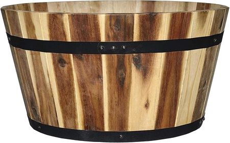 Classic Home and Garden 110024 Whiskey Barrel Planter, 1 Pack, Acacia