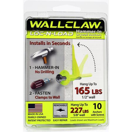WallClaw Anchors .25 in. D X 2 in. L Plastic/Steel Pan Head Wallboard Anchors 10 pk