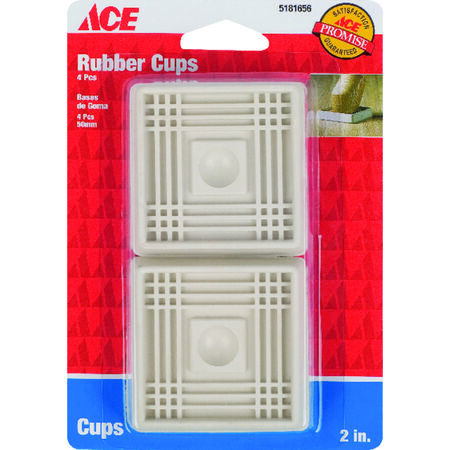 Ace Rubber Caster Cup White Square 2 in. W X 2 in. L 1 pk