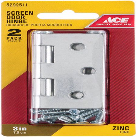Ace 3 in. L Zinc-Plated Screen/Storm Door Hinge 2 pk