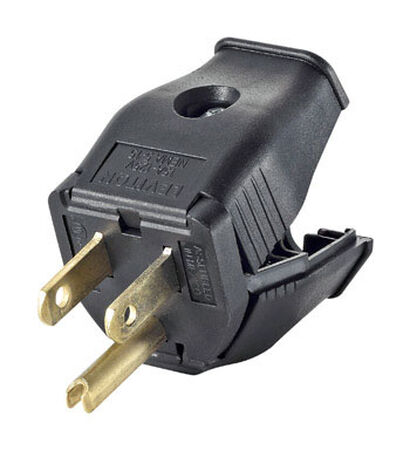Leviton Residential Thermoplastic Straight Blade Grounding Plug 5-15P 18-12 AWG 2 Pole 3 Wire