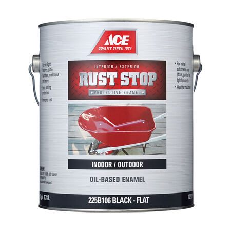 Ace Rust Stop Indoor / Outdoor Flat Black Oil-Based Enamel Rust Preventative Paint 1 gal