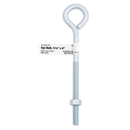 Hampton 5/16 in. X 6 in. L Zinc-Plated Steel Eyebolt Nut Included