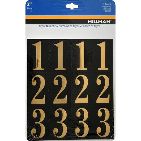 HILLMAN 2 in. Gold Vinyl Self-Adhesive Number Set 0-9 32 pc
