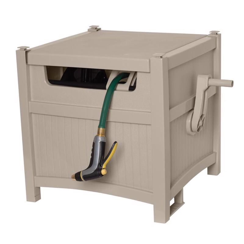 Suncast Slide Trak 225 ft. Beige Retractable Free Standing Hideaway Hose Reel Stine Home