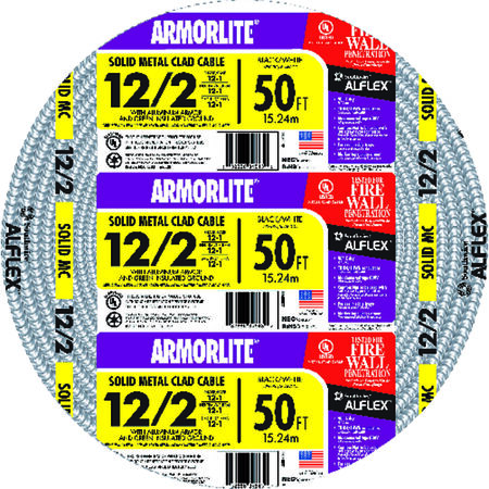 Southwire 50 ft. 12/2 Solid Aluminum Armored MC Cable