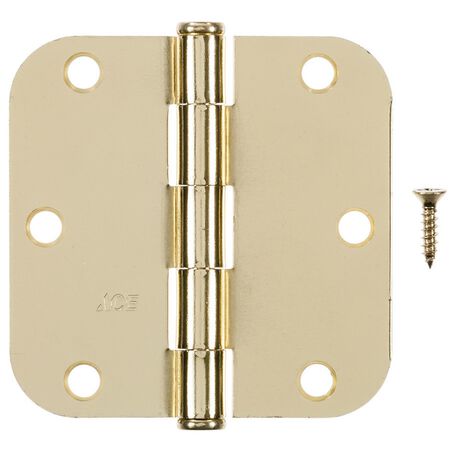 Hampton 3-1/2 in. L Bright Brass Residential Door Hinge 12 pk