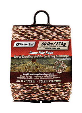 SecureLine 5/32 in. Dia. x 50 ft. L Braided Poly Rope Camouflage