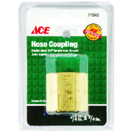 Ace 3/4 in. FHT x 3/4 in. FHT in. Brass Threaded Female Hose Adapter