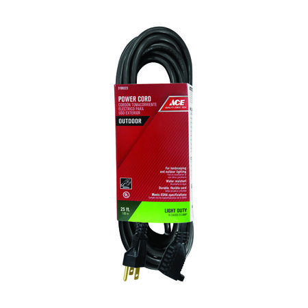 Ace Outdoor 25 ft. L Black Extension Cord 16/3 SJTW