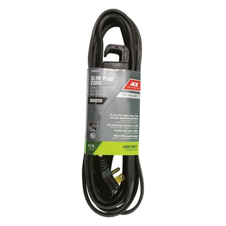 Ace Indoor 12 ft. L Black Extension Cord 16/3 STP-3