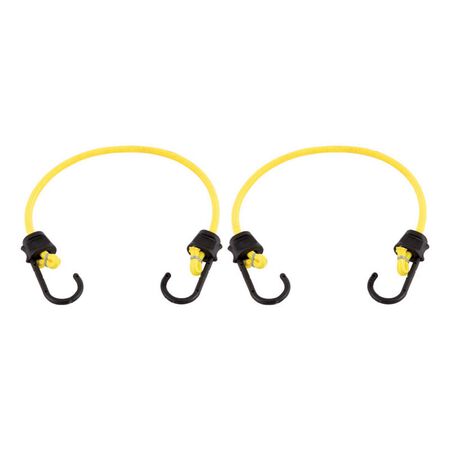 Keeper Black/Yellow Bungee Cord 24 in. L X 0.315 in. 2 pk