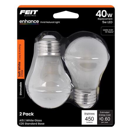 Feit A15 E26 (Medium) Filament LED Bulb Soft White 40 Watt Equivalence 2 pk