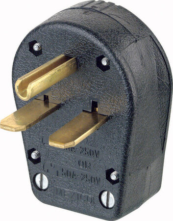 Leviton Commercial Thermoplastic Angle Ground/Straight Blade Plug 6-30P/6-50P 14-6 AWG 2 Pole 3 Wire