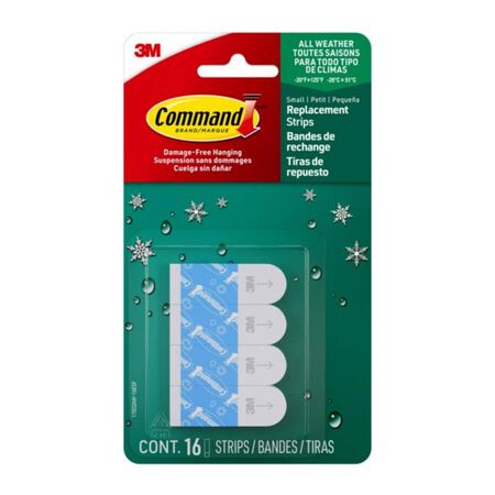 3M Command Small Foam Refill Strips 1.813 in. L 16 pk