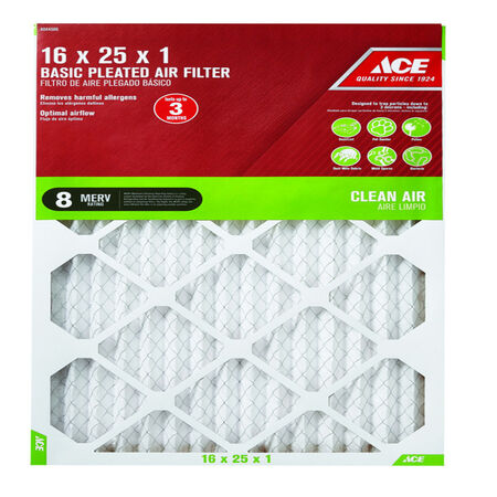 Ace 16 in. W X 25 in. H X 1 in. D Cotton 8 MERV Pleated Air Filter 1 pk