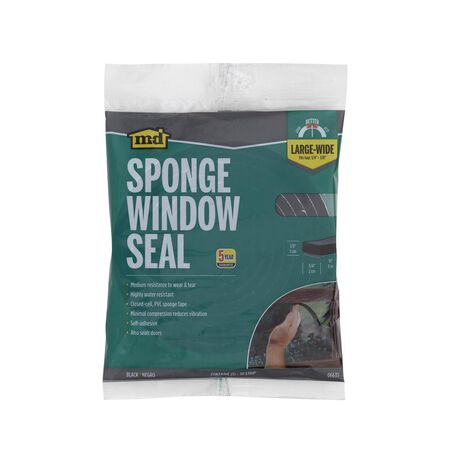 M-D Black Rubber Weather Stripping Tape For Windows 10 ft. L X 3/8 in.