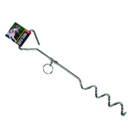 PDQ Boss Pet Silver Steel Dog Tie Out Stake Large