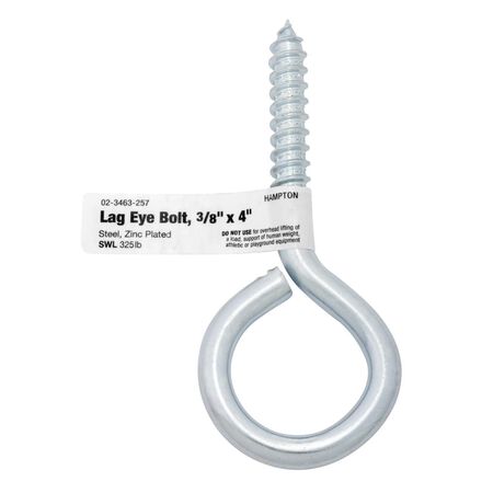 Hampton 3/8 in. X 4 in. L Zinc-Plated Steel Lag Thread Eyebolt