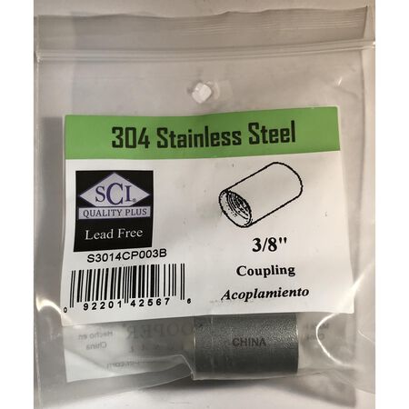 Smith-Cooper 3/8 in. FPT X 3/8 in. D FPT Stainless Steel Coupling