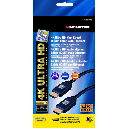 Monster Just Hook It Up 6 ft. L High Speed Cable with Ethernet HDMI