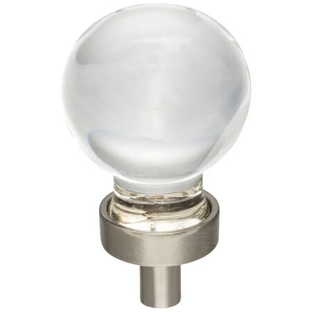 1-3/8" Diameter Glass Sphere Cabinet Knob Satin Nickel