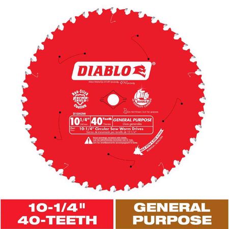 Diablo 10-1/4 in. D X 5/8 in. TiCo Hi-Density Carbide Circular Saw Blade 40 teeth 1 pk