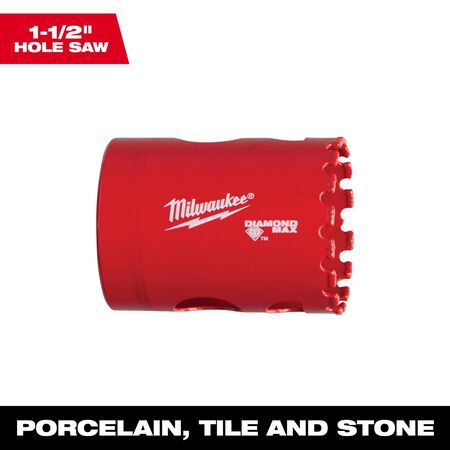 Milwaukee Diamond Max 1-1/2 in. Diamond Grit Glass, Porcelain, Tile, and Stone Hole Saw 1 pc