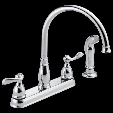 Delta Windemere Two Handle Chrome Kitchen Faucet Side Sprayer Included