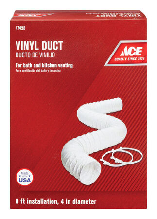 Ace 96 in. L X 4 in. D Silver/White Vinyl Vent Duct