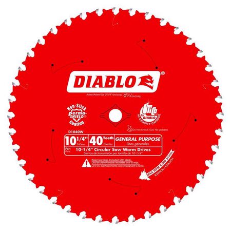 Diablo 10-1/4 in. D X 5/8 in. TiCo Hi-Density Carbide Circular Saw Blade 40 teeth 1 pk