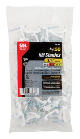 GB 3/4 in. W Zinc-plated Plastic Insulated Plastic Staple 50 bag