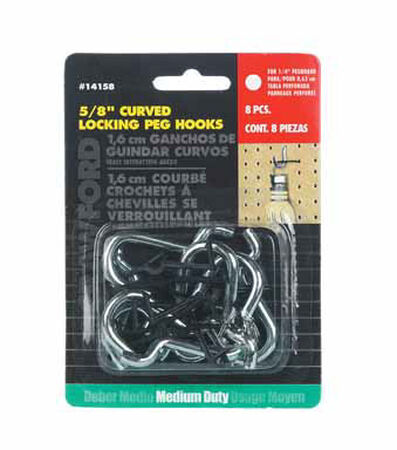 Crawford 0.6 in. Silver and Black Zinc Plated Peg Hook 8