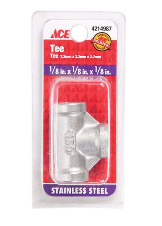 Smith-Cooper 1/8 in. Dia. x 1/8 in. Dia. x 1/8 in. Dia. FPT To FPT To FPT Stainless Steel Tee