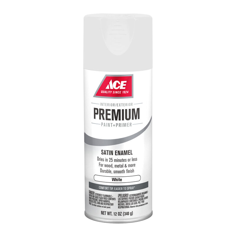 Ace Premium Satin White Enamel Spray Paint 12 oz Stine Home + Yard