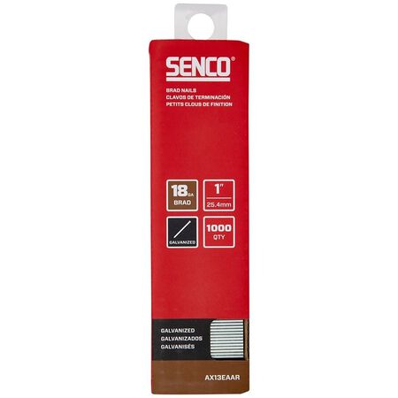 Senco Brad Nail Strip, 1 in. L, 18 ga., Galvanized/Plain, Medium Head