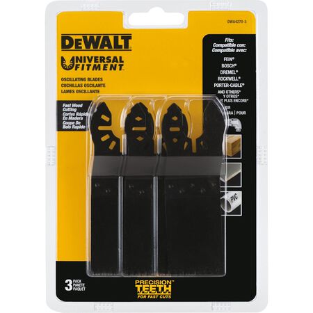 DeWalt Universal Fitment 1-1/4 in. High Carbon Steel Fast Wood Cutting Oscillating Blade 3 Pieces
