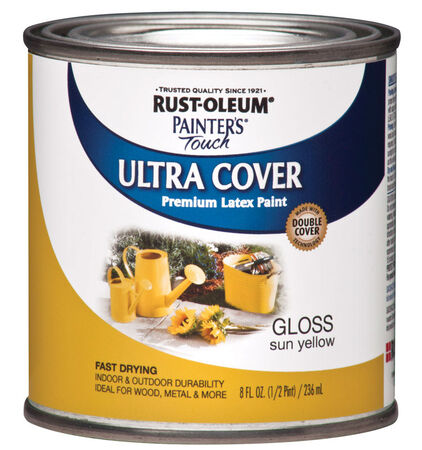 Rust-Oleum Painters Touch Ultra Cover Gloss Sun Yellow Water-Based Acrylic Paint Indoor and O
