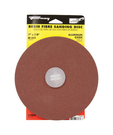 Forney 7 in. Dia. Sanding Disc 80 Grit Adhesive 3 pk