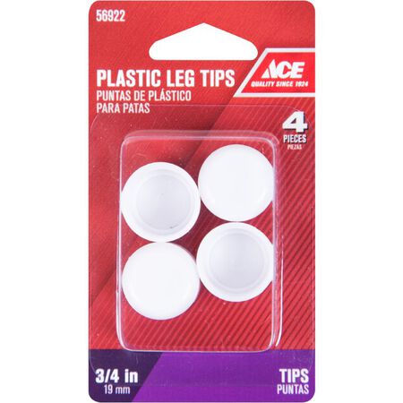 Ace Plastic Round Leg Tip White 3/4 in. W 4 pk