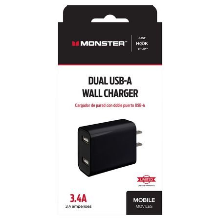 Monster Just Hook It Up 2 Port USB Wall Charger 1 pk