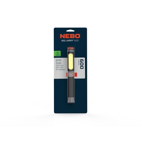 NEBO Big Larry 600 lm Black/Gray LED Rechargeable Work Light Flashlight 18650 Battery