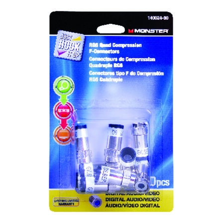 Monster Just Hook It Up Compression RG6 Quad Compression Connector 10 pk