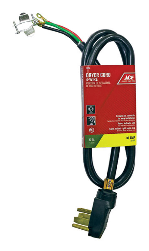 Ace 10 4 Srdt 250 Volts Dryer Cord 4 Wire 6 Ft L Black Stine