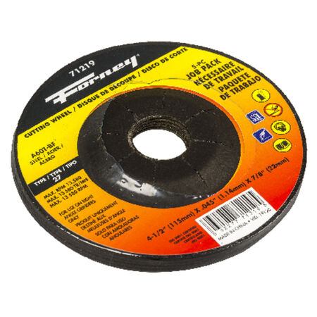Forney 4-1/2 in. D X 7/8 in. Aluminum Oxide Metal Cutting Wheel 5 pk