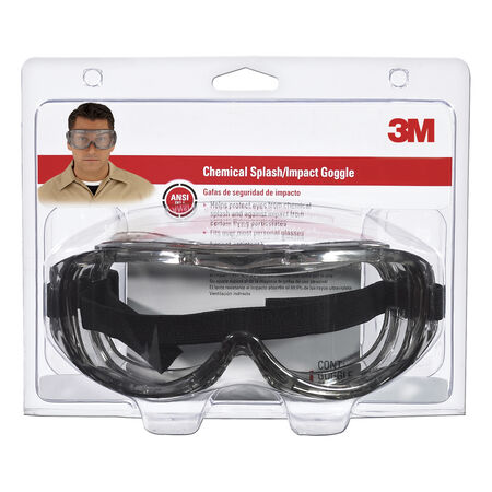 3M Chemical Splash Goggles Clear Lens Black Frame 1 pc