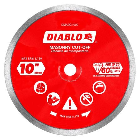 Diablo 10 in. D X 5/8 in. Diamond Continuous Rim Masonry Cut-Off Disc 1 pk