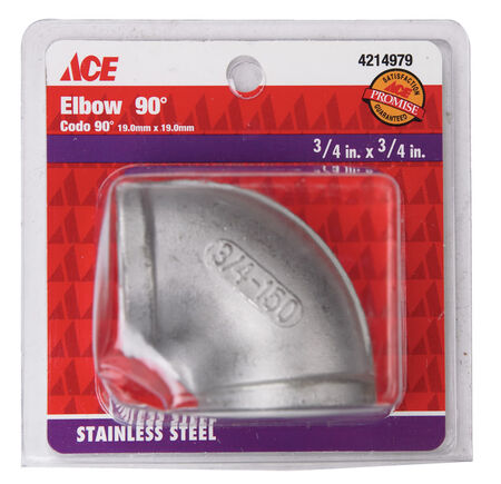 Smith-Cooper 3/4 in. FPT X 3/4 in. D FPT Stainless Steel 90 Degree Elbow